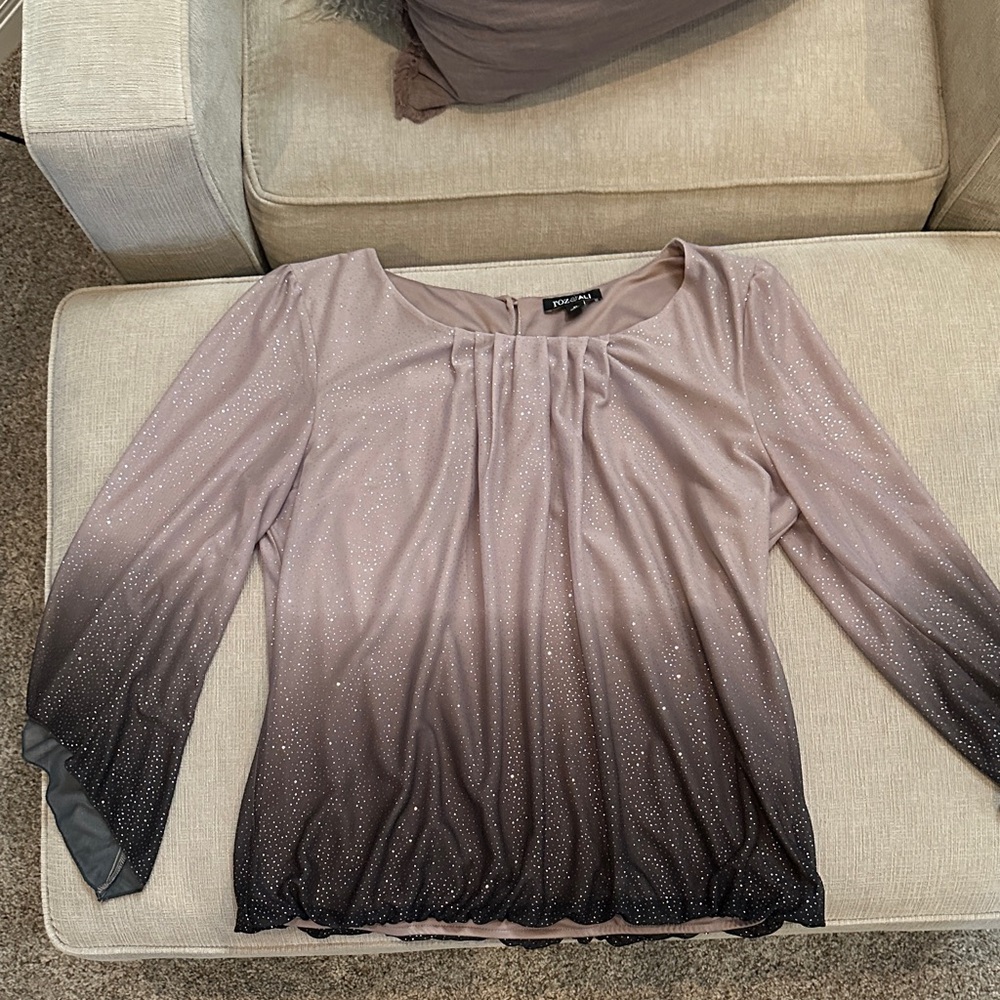 Roz & Ali Gradient Black and Gray Blouse